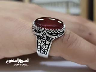  4 خواتم فضه وعقيق يمني اصلي