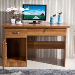  1 طاولة مكتب خشب مع كرسي جلد كندي