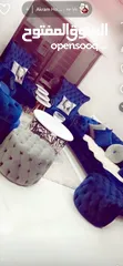  3 للبيع طقم كنب  لون نيلي منجد استعمال بسيط استخداام سنتين فقط    خشب زان قابل لتفاوض للجادين