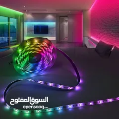  1 حبل إضاءة ليد متعدد الألوان مع جهاز تحكم عن بُعد بطول 10متر