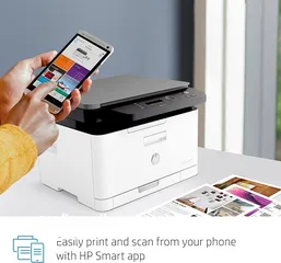  7 hp color laser mfp 178nw Printer  طابعة اتش بي  بحالة الوكاله بأقل من نصف السعر بداعي السفر