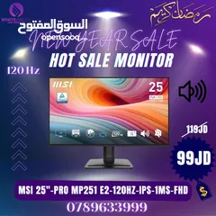  1 نار شاشة احترافية MSI PRO 25" IPS 120HZ حمايه للعين للبلايستيشن 5 وال PC والمكاتب