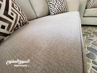  6 طقم كورنر ستايل أمريكي 10مقاعد جلسة مريحة جداً بعمق 70_سم  خشب سويد واسفنج دنلوب قماش الخيش الناعم