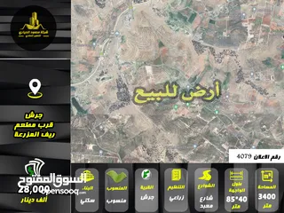  1 رقم الاعلان (4079) ارض وراعية للبيع في منطقة دحل قرب مطعم ريف المزرعة