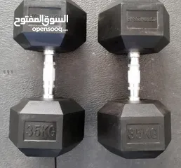  5 دامبلز ثابت الشكل السداسي متوفر بجميع الاوزان حديد مغطى ربر مميز وفخم يوجد خدمة توصيل