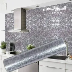  8 جددي مطبخك بأناقة ولمسة عصرية! استيكر فويل ذهبي/فضي حراري – مقاوم للنار وسهل التنظيف!