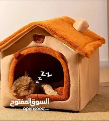  3 بيت قطط جميل وجديد وسرير للقطط والكلاب مريح ودافئ مناسب لجميع الفصول وممتاز لفصل الشتاء