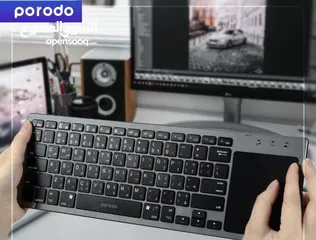  4 Porodo Wireless Keyboard With Touch-Pad Compatible with Mac/ Windows