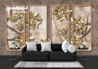  4 ورق حائط ثلاثي الأبعاد نسيج الماني بأشكال عصريه مميزة مع وجود تصاميم تناسب جميع المواقع  متوفر شحن