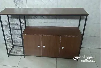  4 خزانة و حامل للميكروويف مع سلات متوفرة بلونين :بني بيج عربة تخزين قائمة بذاتها للمطبخ مع 3 سلات