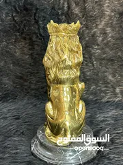  3 Royal Brass Lion Statue with Stone Base – Perfect for Luxurious & Elegant Decor  Premium Quality