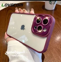  2 كفر فاخر شفاف ملون حواف مع بريق كميرا