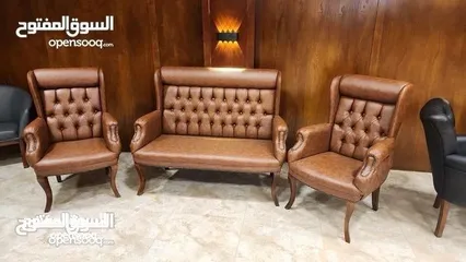  15 كرسي مديرجلد الماني  فخم بافضل الاسعار ومتوفر لدينا اطقم كنب مميزة بافضل الاسعار من المصنع مباشررة