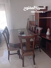  2 غرفة سفره مستعمله 8كراسي لون بني للبيع