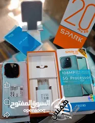  1 جهاز جديد بالكرتونة Spark 20 pro 5G رام 16 جيجا 256 مكفول سنة متوفر توصيل