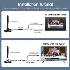  8 هوائي تلفزيون STUUC DVB T2 هوائي DVB T، هوائي داخلي قوي 4K HD هوائي استقبال التلفزيون للاستخدام الدا