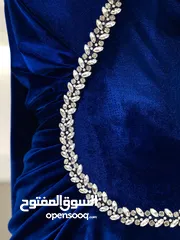  4 فستان سهرة أزرق مخمل راقي ، فخم و بحالة ممتازة ، مناسب للسهرات و الخطوبة و الأعراس .