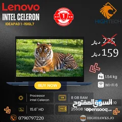  2 لاب توب لينوفو انتل سيليرون 8رام وذاكرة تخزين 256جيجابايت شاشة حجم 15.6انش اتش دي وندووز 10 لون كحلي