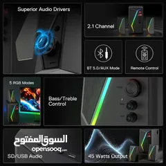  9 Redragon GS520 PRO Computer Gaming Speakers with Subwoofer, 2.1 Channel RGB سماعات مع اضاءة صوت صح