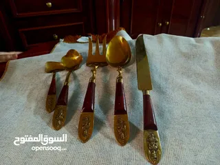  7 طقم مطبخ ملاعق سكاكين شوك كفاكي نحاس للبيع