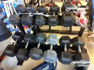  4 dumbbell ربر سداسي ثابت متوفر لدينا جميع الأوزان /سعر مميز للطقم الكامل