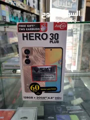  4 مكفول سنة Hero 30 plas رام 20 جيجا 128 مع سماعه بلوتوث الشركة متوفر توصيل