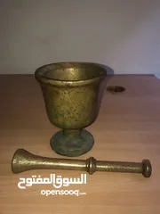  2 هاون و مدقة نحاس أصلي ثقيل (وزن 4 كغم) – تحفة تراثية للبيع