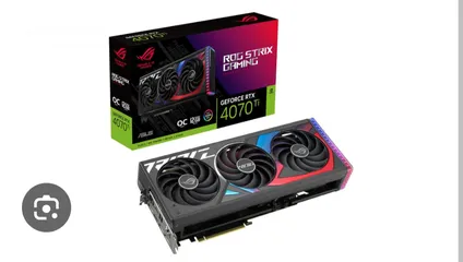  1 كرت شاشة جديد rtx 4070 ti rog strix وارد امريكي بالكرتونة ومكفول