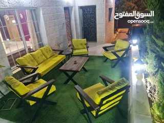 28 اطقم مودرن للحدائق حديد و راتان ومراجيح ثلاثية و عش البلبل وطاولات سفرة من الحديد الصلب
