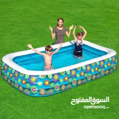 5 بركة سباحة اطفال بيست واي للعائلة 3 متر مع منفاخ كهربا