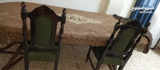  2 طاولة سفرة فخمة وقديمه جدا خشب زان +مكتب دراسة حديد + 4كراسي خشب