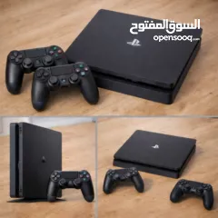  1 بلاي ستيشن فور سلم للبيع ps4 slim مع ايدتين بسعر مناسب