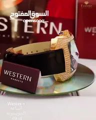  3 ساعة ويسترن كرستال سويسرية لون ذهبي