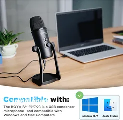  4 مايك تسجيل من براند بويا الأصلي الاحترافي ستريم يوتيوب Boya BY-PM700 Mic for PC & Smart Phone