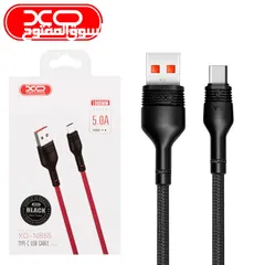  6 وصله usb كابل شحن سريع بقدره 5.0 امبير وصلة سريعه طول متر مقاومه للقطع او الاهتراء طبقه خارجيه كتان