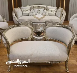  14 كنب صالون ملوكي دمياطي من افخم انواع الخشب الزان الأحمر