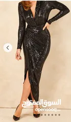  1 Black Sequin Deep V Wrap Over Dress