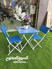  2 طقم الجلسة الخارجية الأنيق... طاولة مع كرسي عدد 2  حضّر قهوتك واستمتع طقم عملي، خفيف، ثابت، وبيلف .