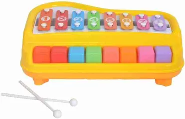  12 لعبة بيانو إكسيليفون للأطفال 2 في 1 الوان متنوعة 8  أزرار لتشغيل أصوات مختلفه هدية اطفال العاب طفل