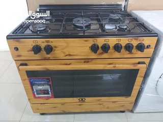  1 غاز آب اكما صناعه تركية 90 سم لون خشابي فل سيفتي مع شعله ومع شوايه بالفرن ومكفول سنه