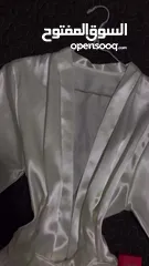  7 روب عرايسي ساتان أبيض  بستراس BRIDE قصير
