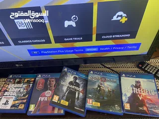  1 Playstation 4 slim 1T / بلاي ستيشن 4 1 تيرا مستعمل شبه جديد مع ايدتين و 5 العاب