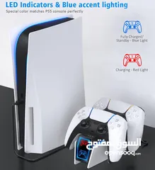  3 إيفو قاعدة شحن سريعة لجهازين تحكمPS5 Controller ‎ مع نوعين من الكابلات، قاعدة شحن USB جديد بالكرتونة