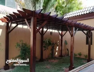  9 تركيب مظلات خشب براجولا مع الاشعه للكراجات والبلكونات والحدائق