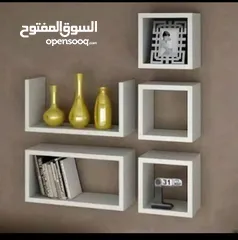  12 رفوف خشب شاشه ومطبخ وحمام وديكور حائط وستاند مكياج وجلاتين وغيره