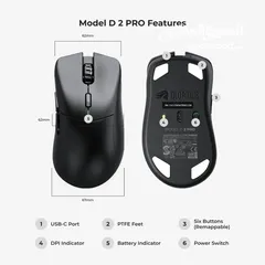  5 Glorious Model D 2 PRO Wireless 2.4GHz Wireless 1ms delay 100M clicks 60G Ultralight Long Battery Li