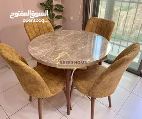  17 طاولة سفرة دائرية مع 4 كراسي سطح الطاولة خشب ملبس فورمايكا – مقاوم للخدوش وسهل التنظيف