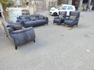  1 طقم كنب محلي أمريكي كلاسيكي صالون قعدة مميز، كشاط أسود وقماش وتر بروف ضد الماء وبأقل سعر بالسوق