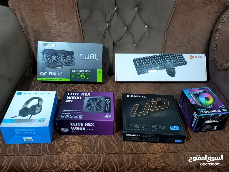 كمبيوتر ألعاب وتصميم قوي بحالة الجديد  مع كفالة GAMING PC CORE i7 12700, RAM 16, 1TB, RTX 4060