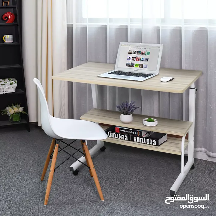 طاولة لابتوب طاولة متحركة مع رفوف قابلة لتعديل للارتفاع قياس 80*40 Laptop Tray Table Desk